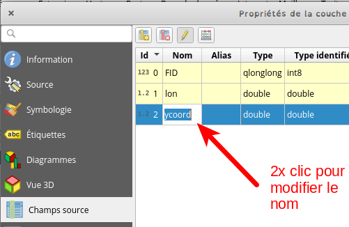 changer nom des colonnes