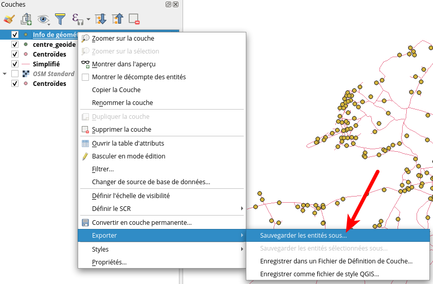 exporter les entités sous
