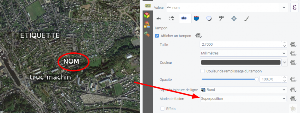 étiquette avec un tampon superposé