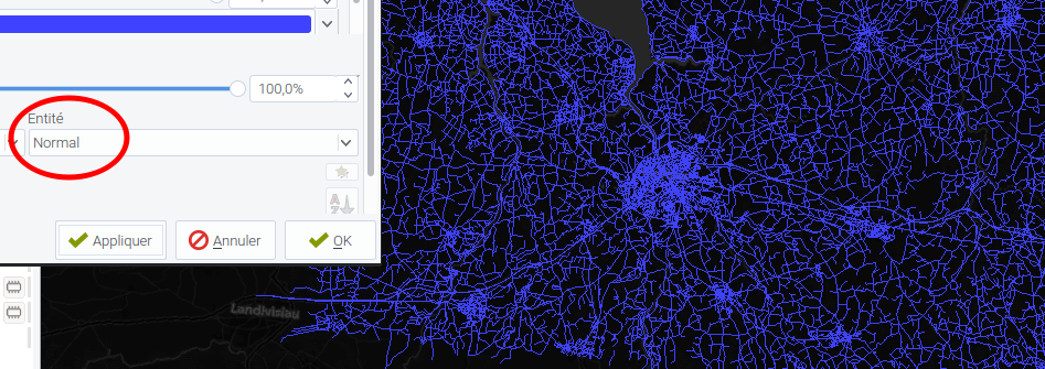 couleur normale bleu sur noir